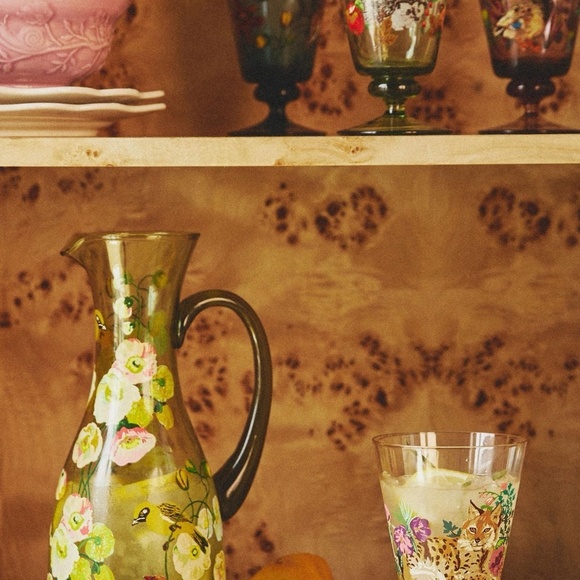 NWT Anthropologie  Nathalie Lete Marais White Wine Glass Goblets Lynx - Picture 2 of 4